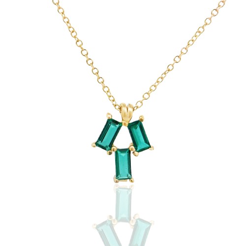 Χρυσό κολιέ με Σμαράγδια LC